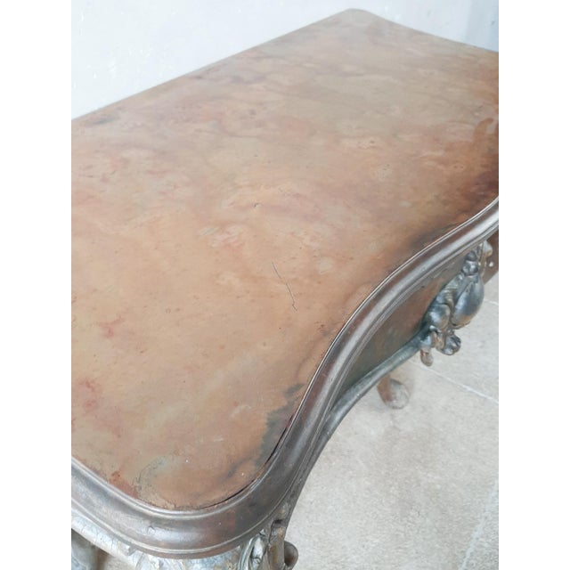19th Century Console Table with Patina in Gold, Cognac and Petrol Tones For Sale - Image 12 of 16