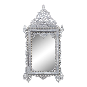 Vintage White Mother of Pearl Inlaid Middle Eastern Mirror Frame
