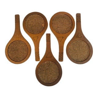 Pickle Ball Tennis Racket Coasters Mid Century For Sale