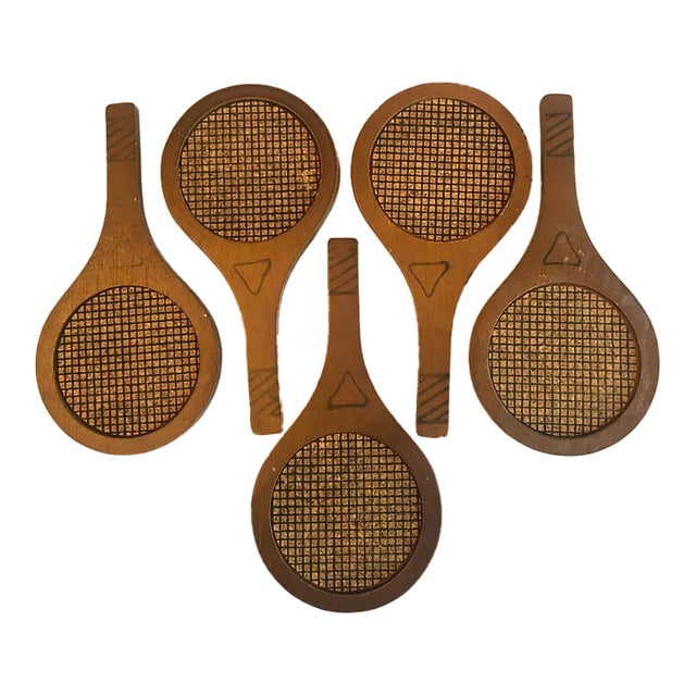 Pickle Ball Tennis Racket Coasters Mid Century For Sale