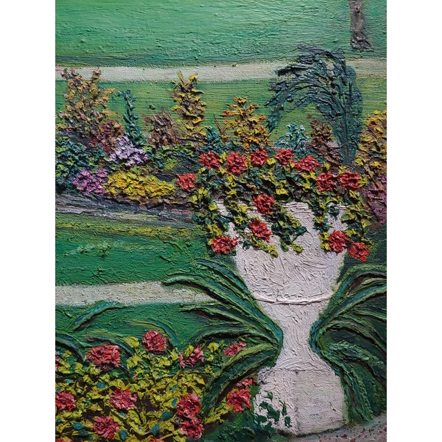 1940s Vintage Jean Busquets Garden Landscape Oil Painting Chairish