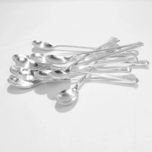 Set of 12 Vintage Tiffany & Co. Windham Pattern Sterling Silver Iced Tea Spoons For Sale - Image 9 of 12