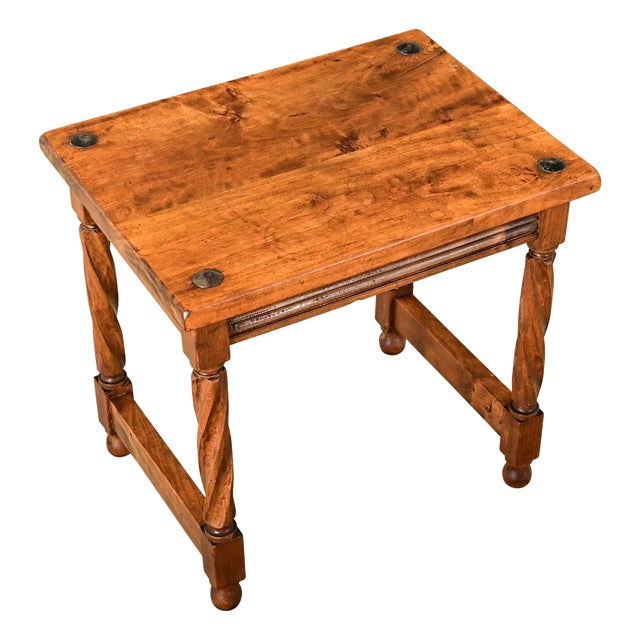 French 20th Century Carved Walnut Stool For Sale