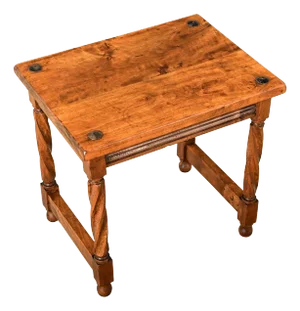 French 20th Century Carved Walnut Stool