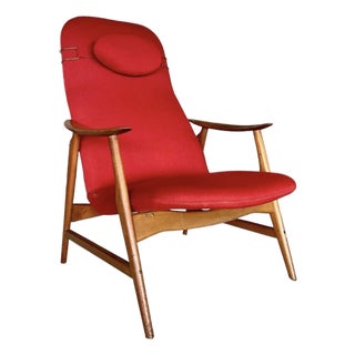 Mid-Century Sculptural Teak Model 500 High-Back Armchair by Braathen & Brattrud for Dokka Mobler, Norway, 1950s For Sale