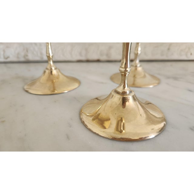Mid-Century Modern Vintage Indian Brass-Plated Tall Goblets, Set of 3 For Sale - Image 3 of 15