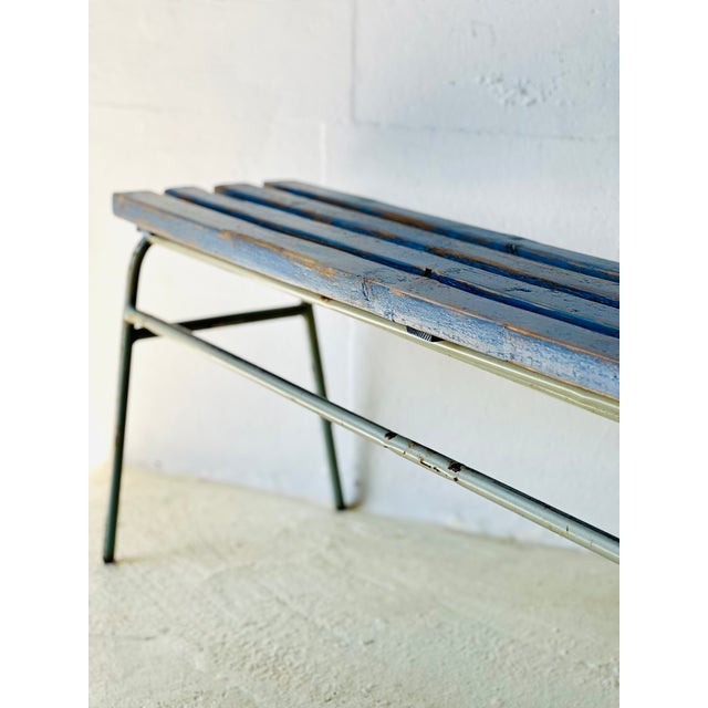 Industrial Blue Bench, 1960s For Sale - Image 14 of 18