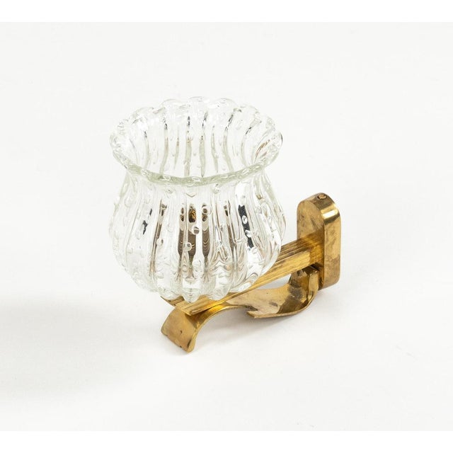 Mid-Century Sconces in Glass and Brass in the style of Barovier and Toso, Italy, 1960s, Set of 2 For Sale - Image 11 of 17