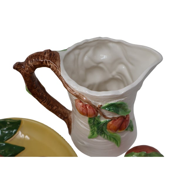 Vintage Whimsical Ceramic Peach Still-Life Collection Omnibus Pitcher, Barbara Eigen Platter & Peaches For Sale - Image 4 of 18