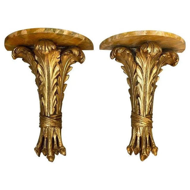 Mid 20th Century Hollywood Regency Demilune Wall Hanging Demilune Shelf Tables - a Pair For Sale - Image 13 of 13