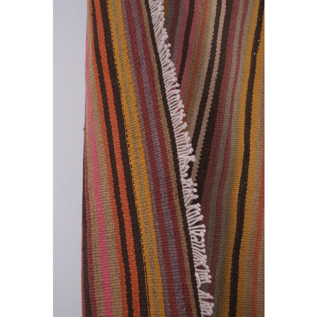 1960s Vintage Oversize Striped Turkish Kilim Rug 9'4'' X 9'10'' For Sale - Image 12 of 13