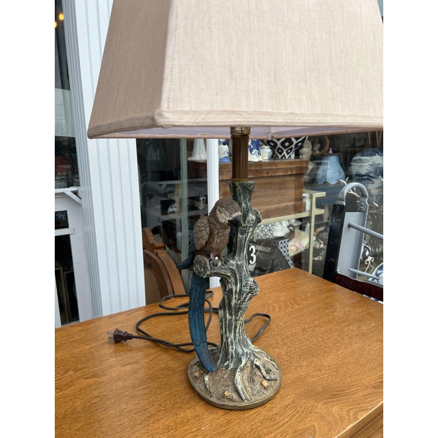 1980s Parrot Perched on a Faux Tree Limb Lamp For Sale - Image 4 of 4