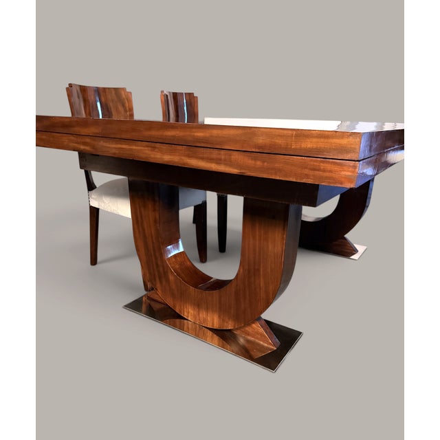 French Art Deco Dining Room Set in Mahogany, 1930s, Set of 7 For Sale - Image 6 of 13