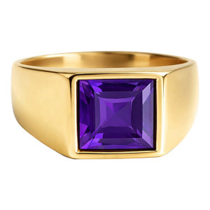Amethyst Signet February Birthstone Ring for Men in 925 Sterling Silver Us 7