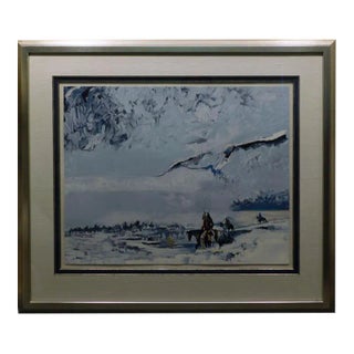 1990s "War Shield's Winter Vision St. II" Landscape Print by Earl Biss, Framed For Sale