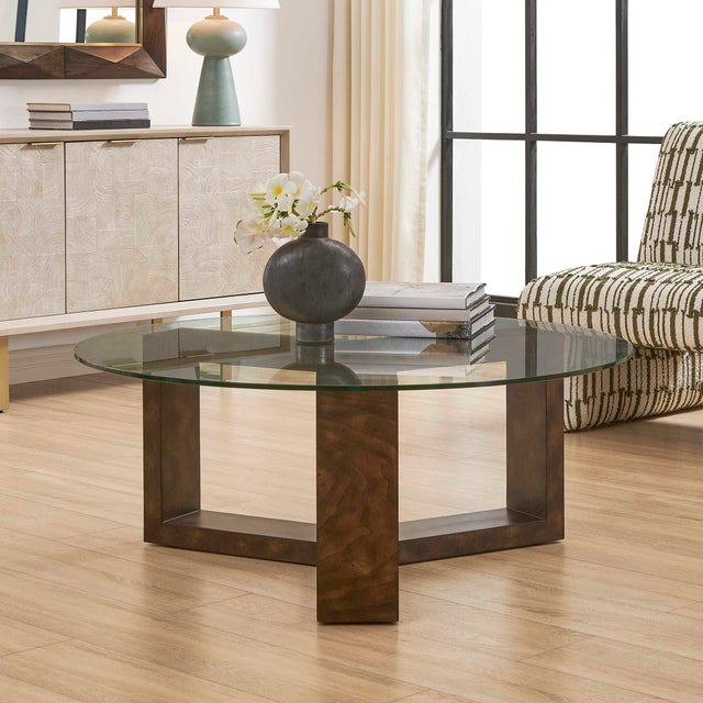 Mid-Century Modern Ignis Round Glass Coffee Table For Sale - Image 3 of 5