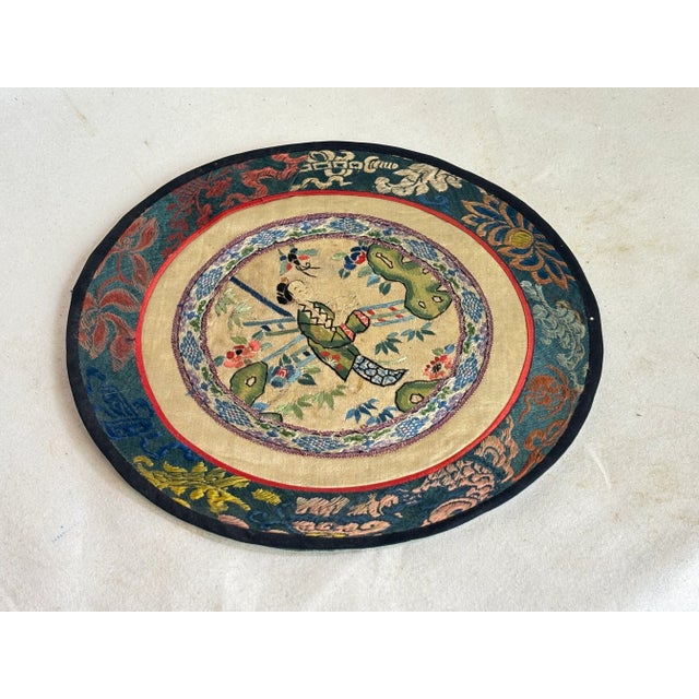 Chinese Early 20th Century Round Chinese Embroidery For Sale - Image 3 of 3