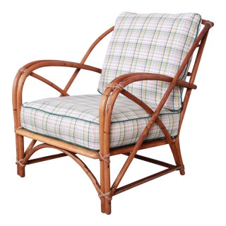 Heywood Wakefield Hollywood Regency Mid-Century Modern Rattan Lounge Chair For Sale
