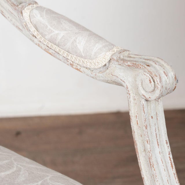 Pair, 19th Century Swedish Gustavian Gray Painted Armchairs For Sale - Image 10 of 18