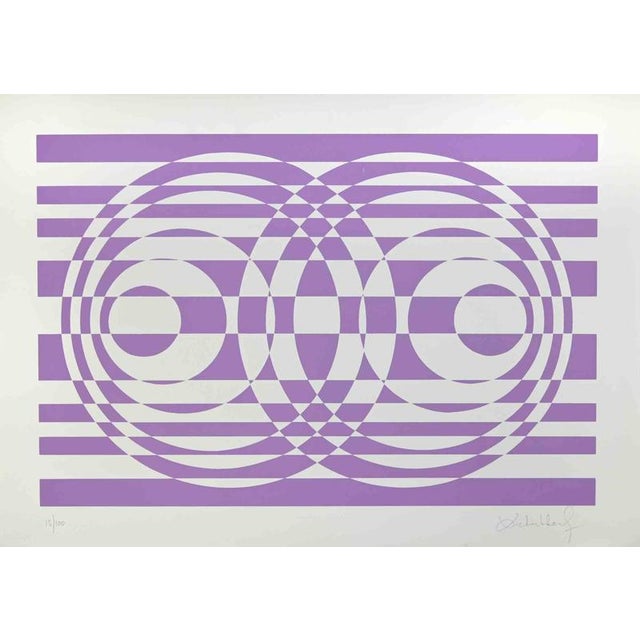 V. Debach, Purple Composition, 1970s, Screen Print For Sale - Image 3 of 4