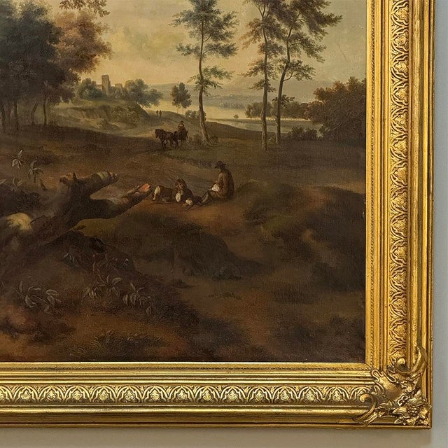 17th Century European Pastoral Landscape Oil on Canvas in Original Frame For Sale - Image 9 of 17