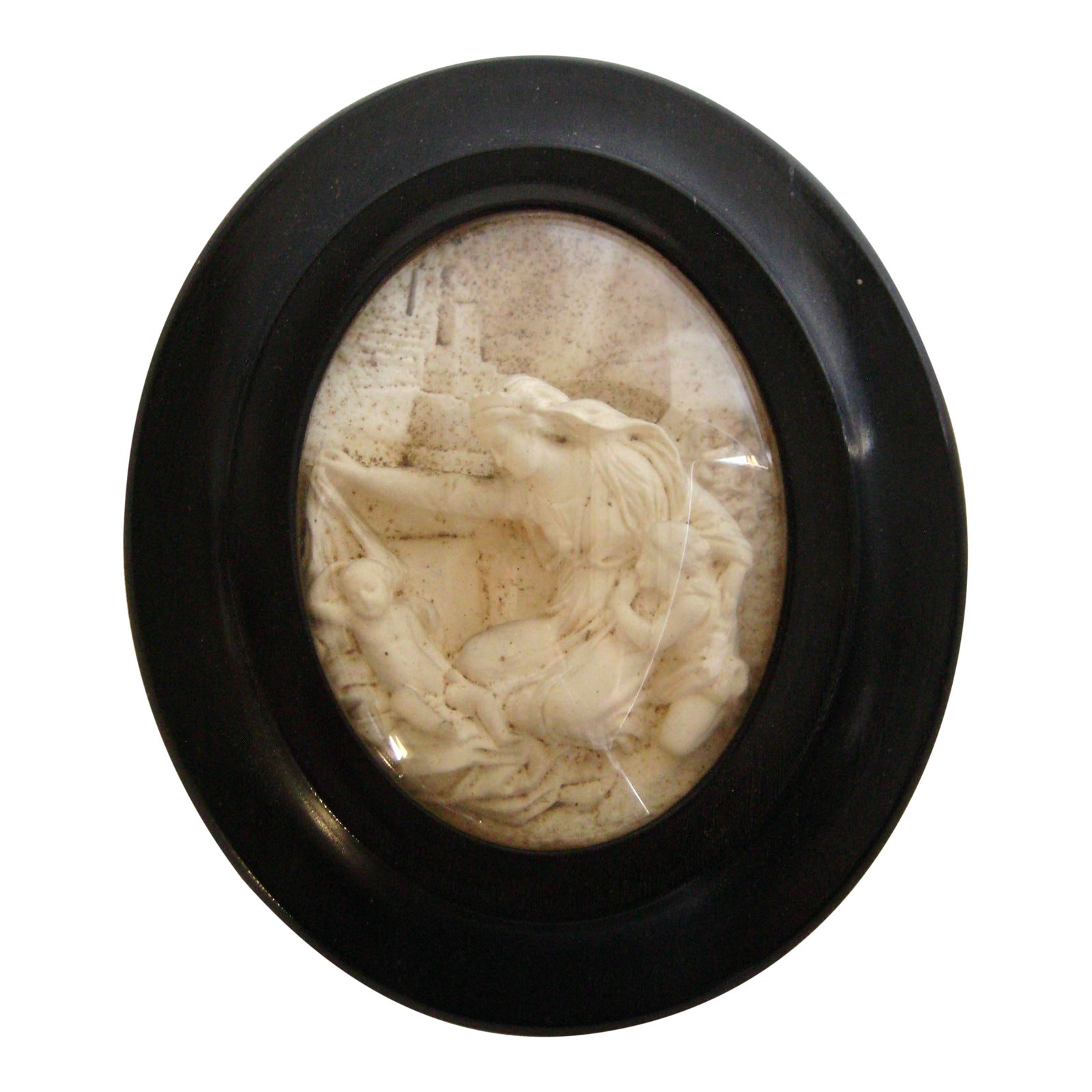 Virgin Mari and Child Meershaum Bas Relief Frame 19 Century | Chairish