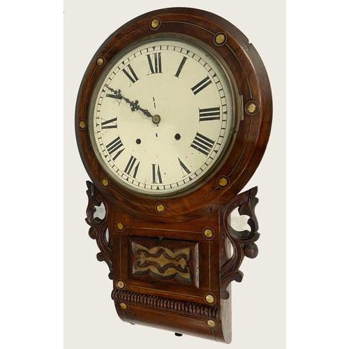 Victorian Wall Clock Drop Dial in Mahogany, 1880 For Sale - Image 12 of 17