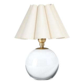 Giorgio Crystal Mini Lamp, Natural Brass with Oyster Scalloped Shade For Sale