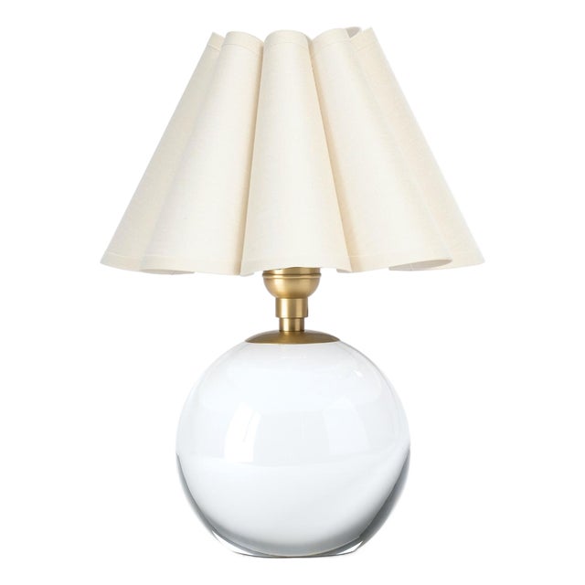 Regina Andrew Giorgio Crystal Mini Lamp, Natural Brass with Oyster Scalloped Shade For Sale