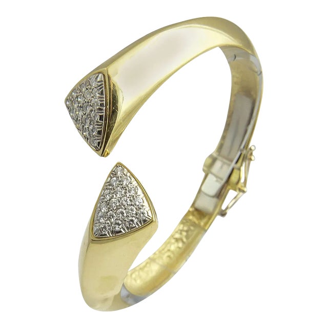 1970s Diamond Gold Bangle Bracelet For Sale