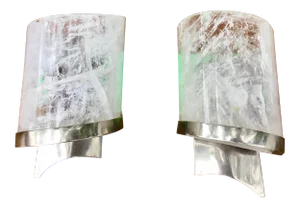 Rock Crystal and Chrome Wall Sconces - a Pair