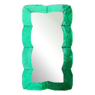 Emerald Wave Murano Glass Mirror by Fratelli Tosi For Sale