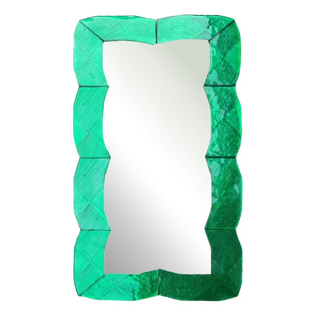 Emerald Wave Murano Glass Mirror by Fratelli Tosi For Sale