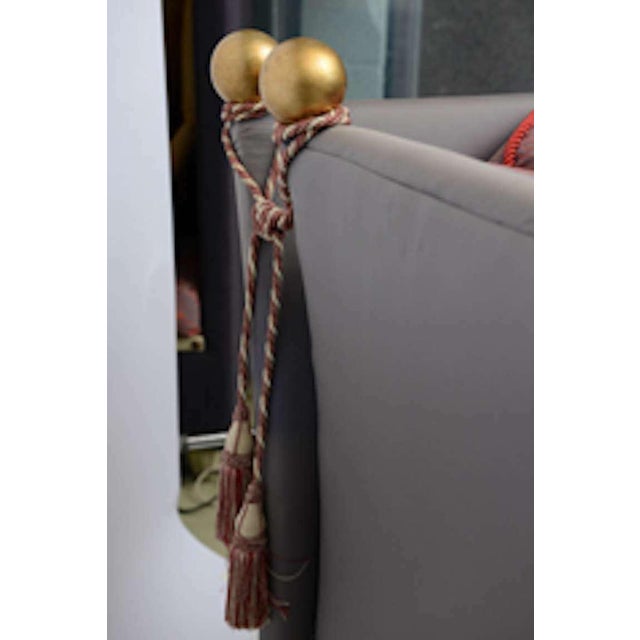 Wood Vintage Illustrious Designer Ronn Jaffe Design Custom Silk Sofas - A Pair Has Been Fabricated for Aristotle Onassis For Sale - Image 7 of 11