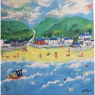 Therese James Sunny Days In Our Happy Place. Contemporary Naive School Painting 2019 For Sale