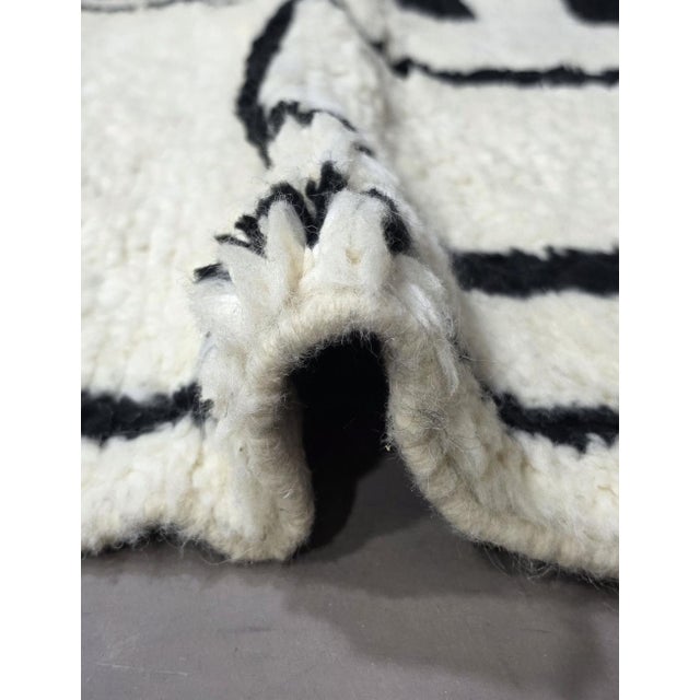 Contemporary Black and White Moroccan Rug - 9.8 X 6.8 Ft For Sale - Image 3 of 6