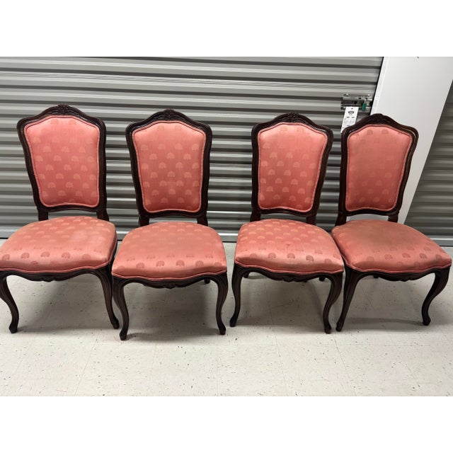 Traditional 1980s Pink Kindel Mahogany French Regency Dining Chair Set For Sale - Image 3 of 6