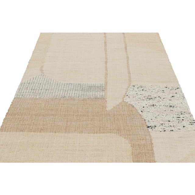 Rug & Kilim Rug & Kilim’s Abstract Flatweave with Cream and Beige Geometric Patterns - 6x9 For Sale - Image 4 of 7
