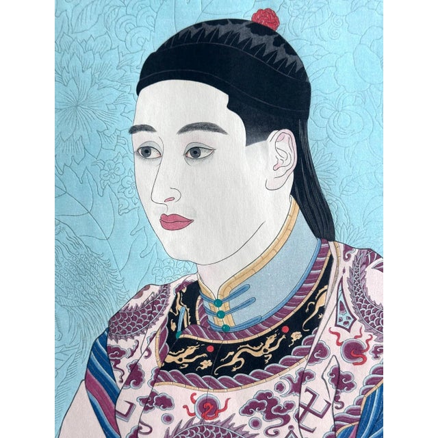 Paper Japanese Woodblock Print Le Mandarin Aux Lunettes by Paul Jacoulet For Sale - Image 7 of 12