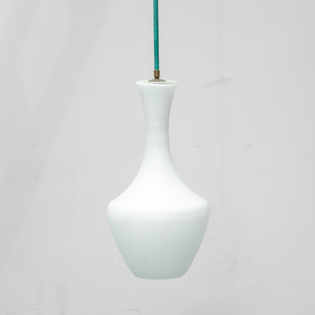 Metal Opal Glass and Metal Pendant Light, 1970s For Sale - Image 7 of 7