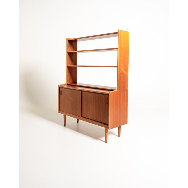 Scandinavian Teak Bookcase with Desk, 1960s For Sale - Image 4 of 10