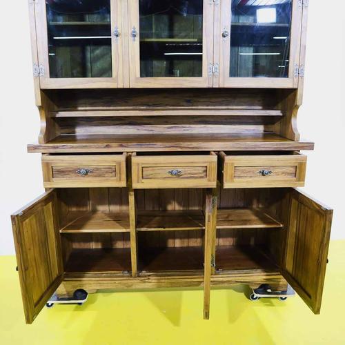 Rustic Wooden Cupboard with Display Top For Sale - Image 6 of 15