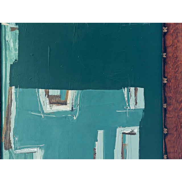 Cabin “Cabin Fern" Green Abstract Art in Antique Frame, Transitional Living Room Art by JTS For Sale - Image 3 of 9