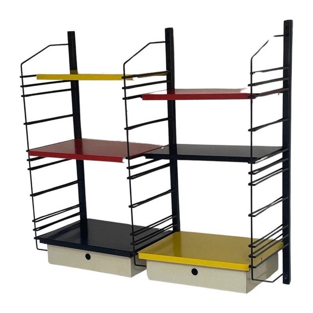 Dutch Modular Wall System with 4 Shelves and 2 Drawers from Drentea, 1960s For Sale - Image 6 of 9