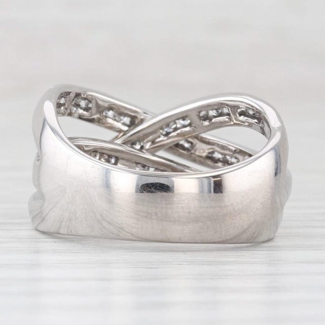 0.60ctw Diamond Overlay Layered Band Ring 14k White Gold Size 7.25 For Sale In Greensboro - Image 6 of 8