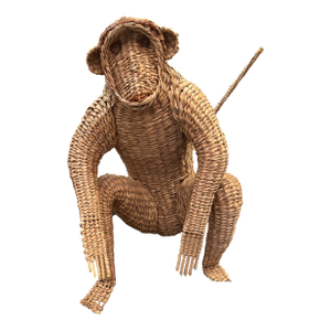 Water Hyacinth Woven Rattan Designer Monkey Sculpture Attributed to Mario Lopez Torres