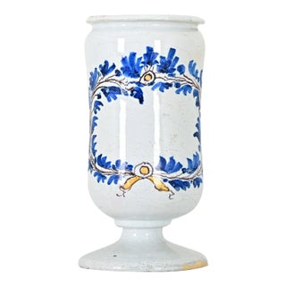 Italian 19th Century Blue and White Faience Pharmacy Jar For Sale
