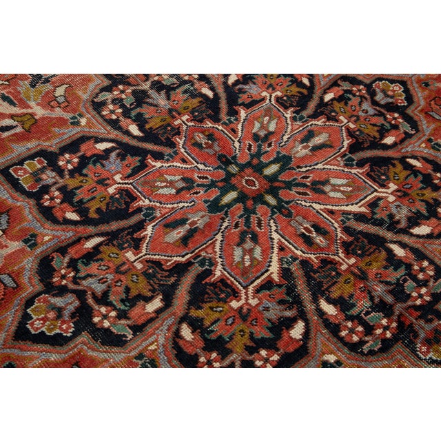 Textile Designed Vintage Persian Heriz Wool Rug in Red For Sale - Image 7 of 8