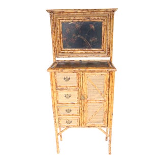 19th Century English Bamboo Vanity Cabinet For Sale