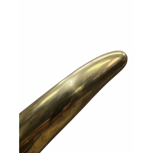 Vintage Mid Century Oversized Brass Elephant Tusk Horn For Sale In Chicago - Image 6 of 8